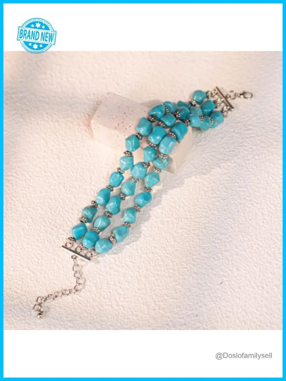 Rustic Boho Turquoise Cuff Bangle Bracelet - Adjustable